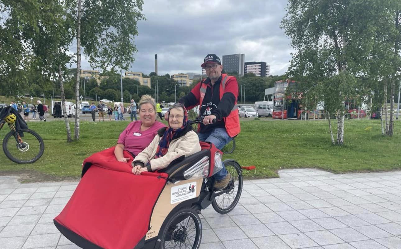 Residents Partaking in Cycling Without Age Scotland