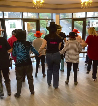 residents line dancing
