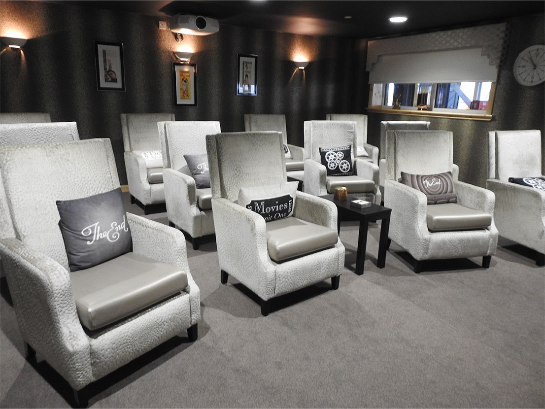 silver cinema armchairs