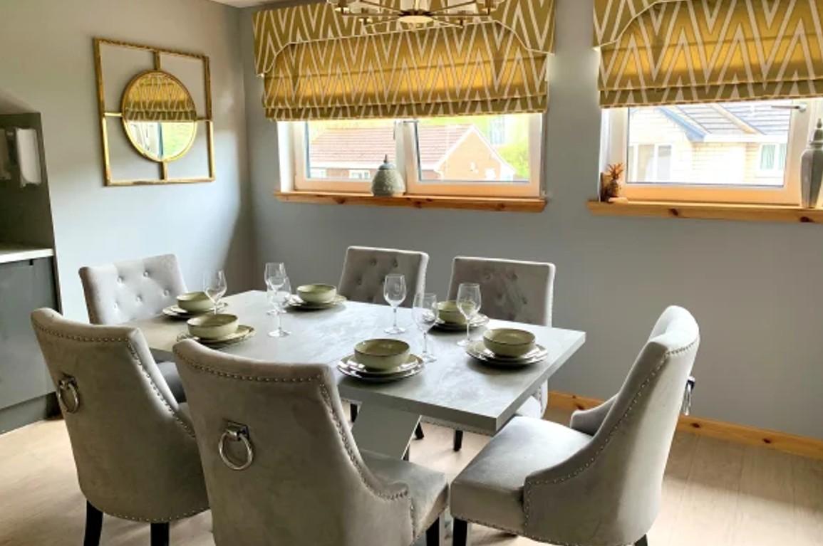 dining table set for dinner in celebration room