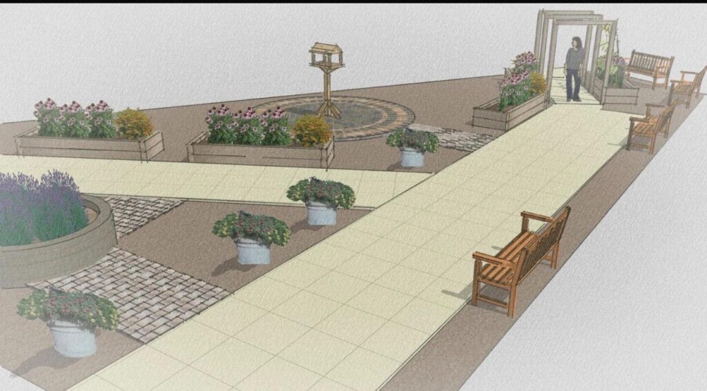 sketch of a care home garden concept